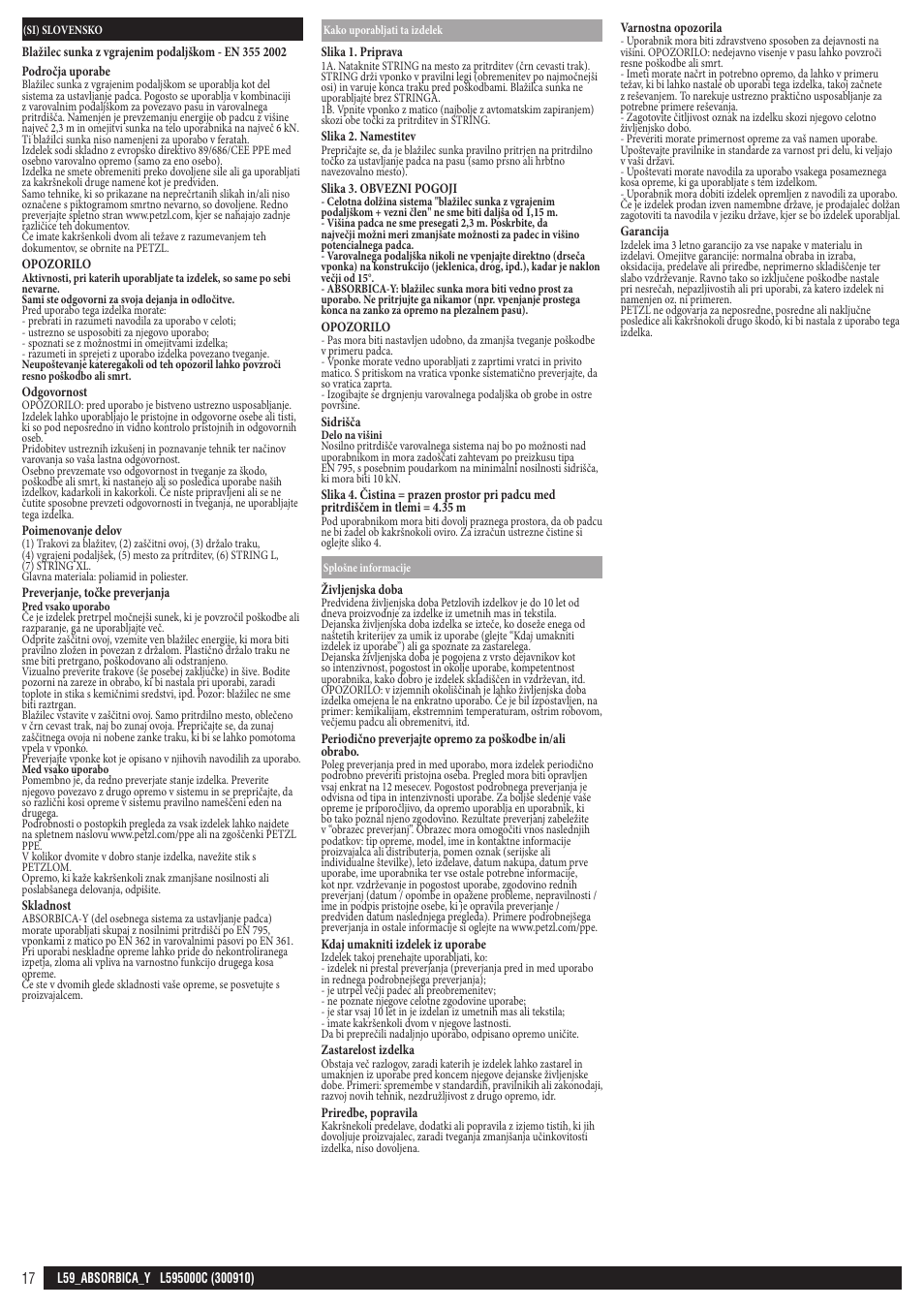 Petzl ABSORBICA-Y 80 MGO User Manual | Page 17 / 23