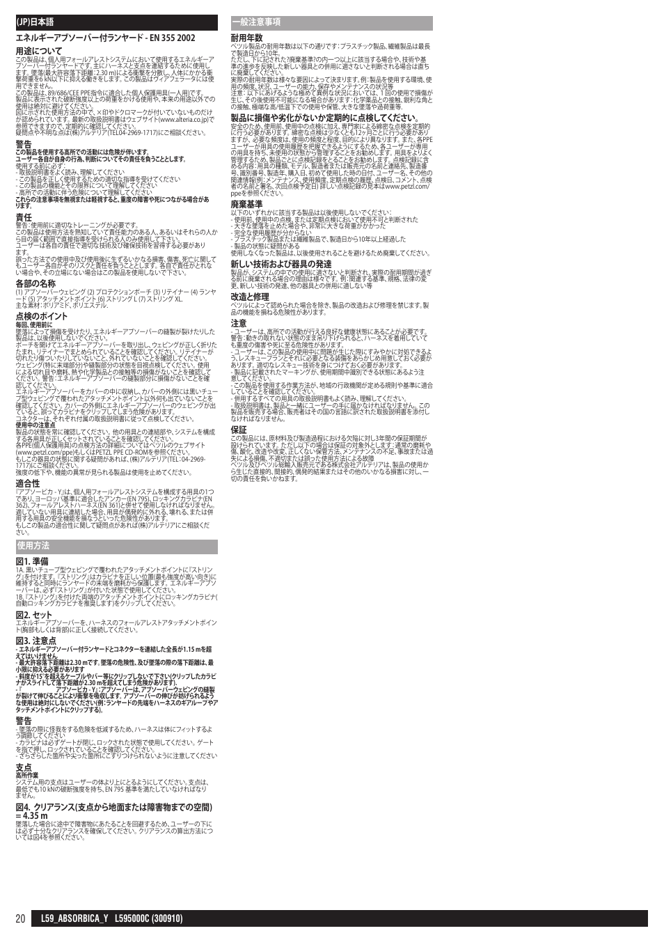 Petzl ABSORBICA-Y 80 MGO User Manual | Page 20 / 23