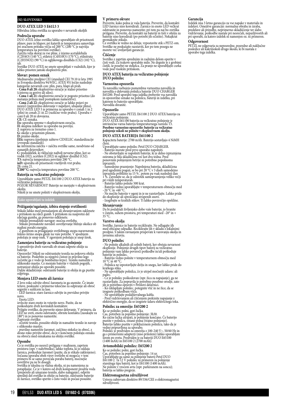 Petzl DUO ATEX LED 5 User Manual | Page 19 / 25