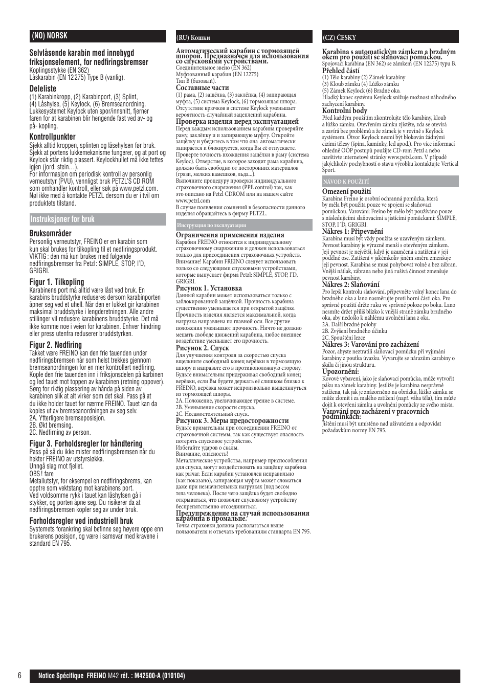 No; ru; cz | Petzl FREINO User Manual | Page 6 / 9
