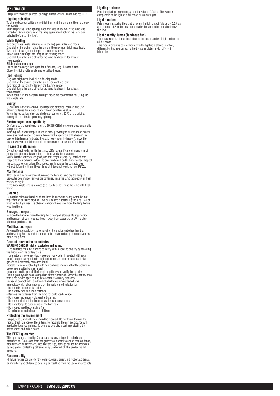 Petzl TIKKA XP 2 User Manual | Page 4 / 24