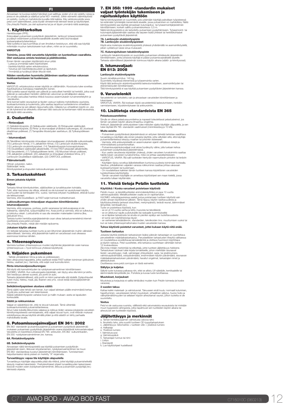 C71 avao bod - avao bod fast | Petzl AVAO BOD FAST User Manual | Page 12 / 23