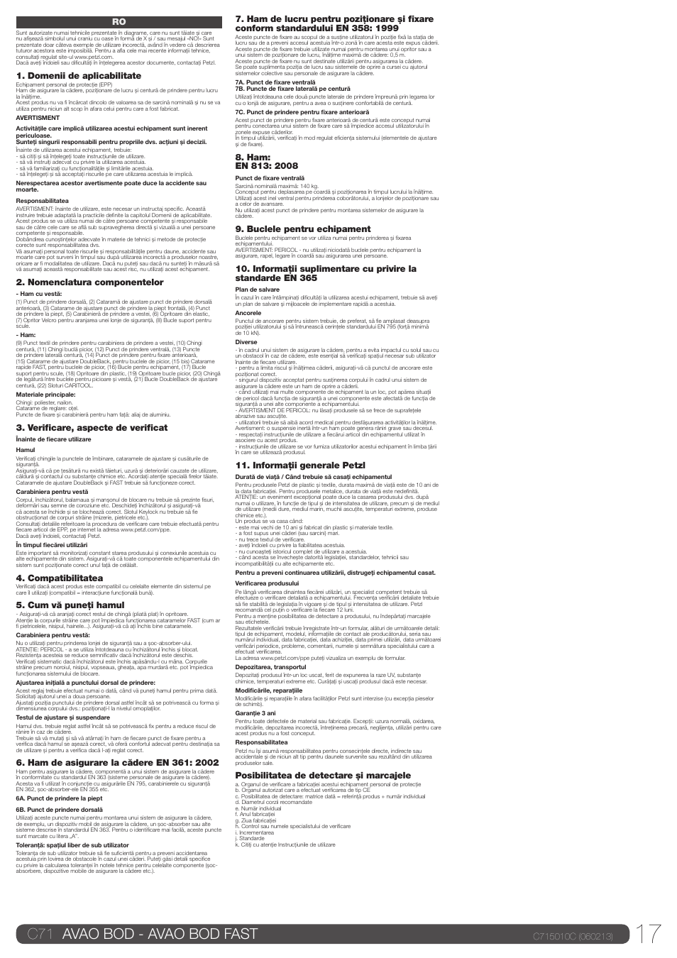 C71 avao bod - avao bod fast | Petzl AVAO BOD FAST User Manual | Page 17 / 23