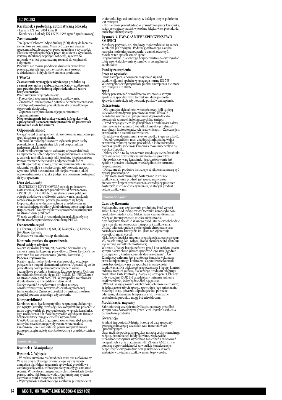 Petzl OK TRIACT-LOCK User Manual | Page 14 / 20