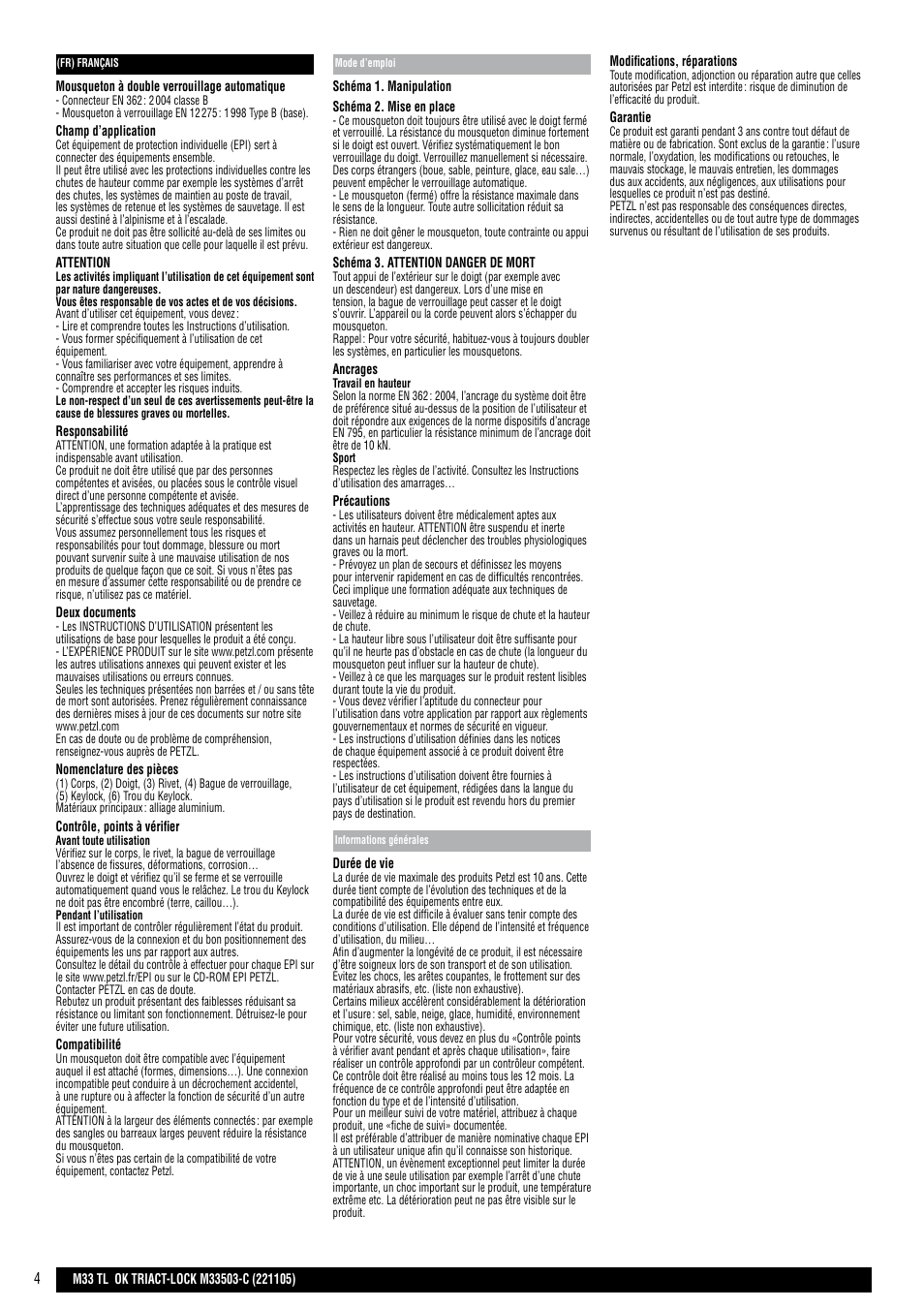 Petzl OK TRIACT-LOCK User Manual | Page 4 / 20