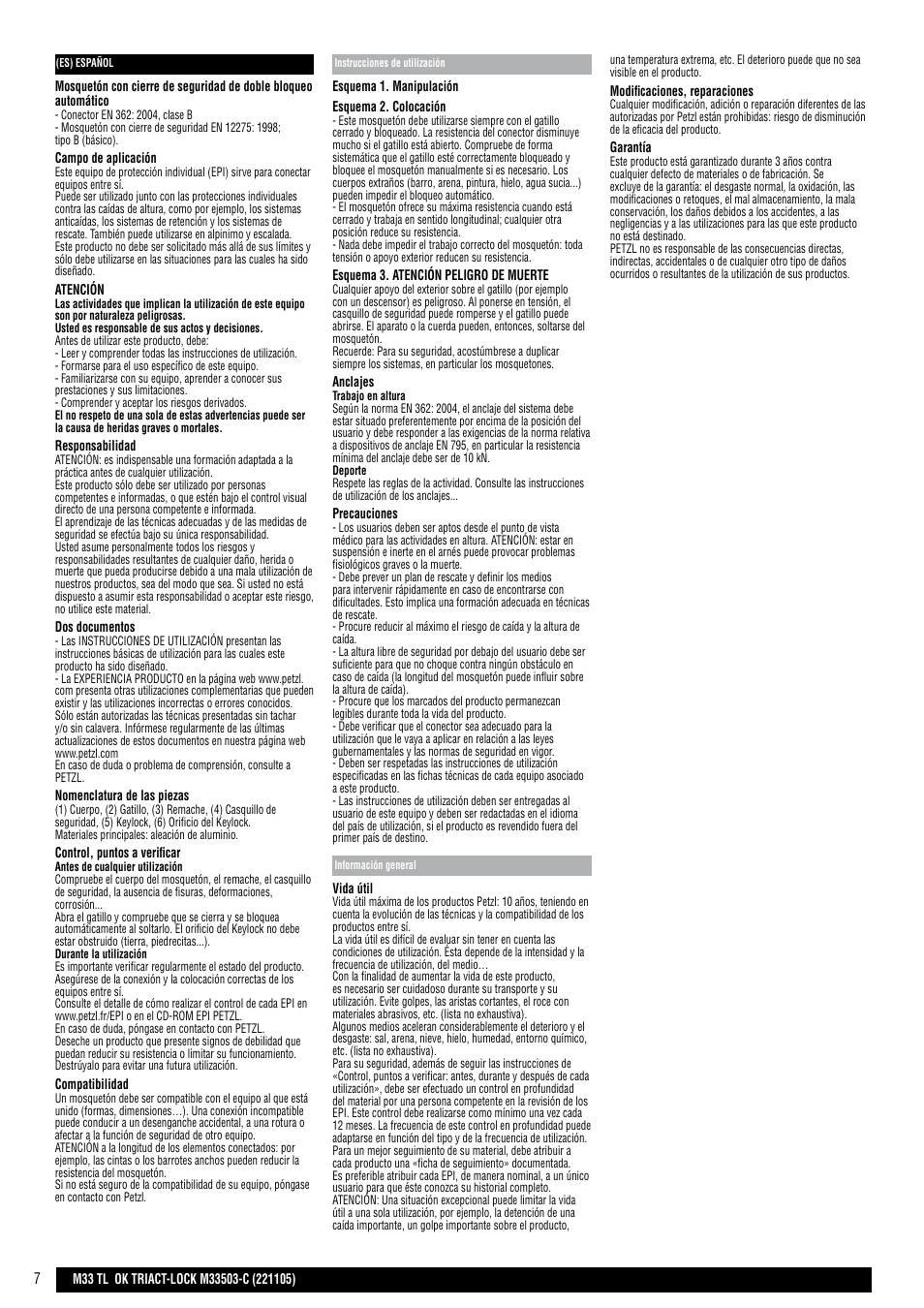 Petzl OK TRIACT-LOCK User Manual | Page 7 / 20