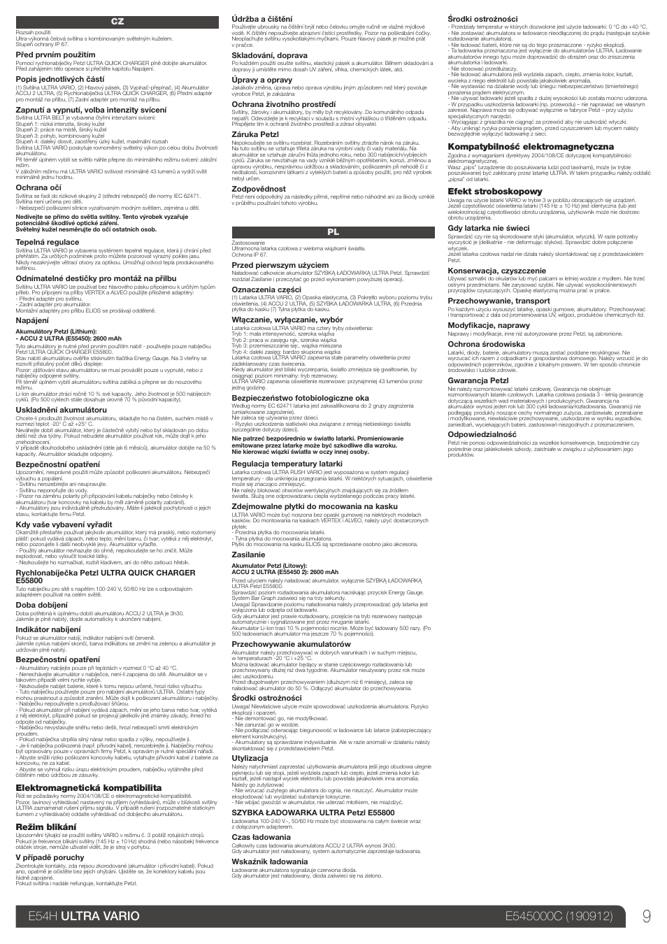 Cz, pl | Petzl ULTRA VARIO User Manual | Page 9 / 15