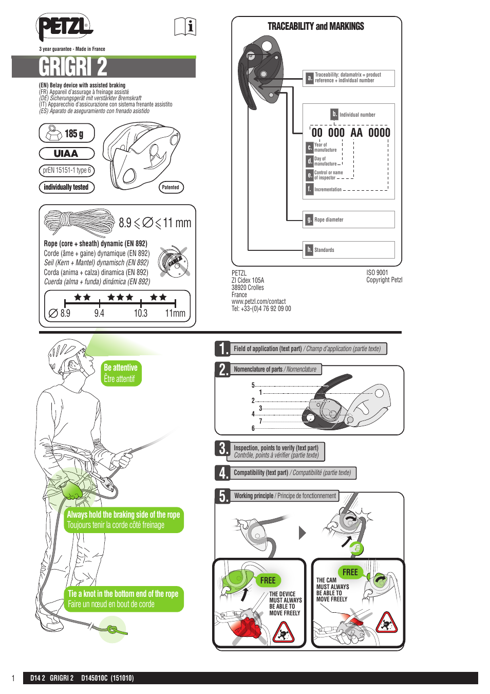 Petzl GRIGRI 2 User Manual | 23 pages