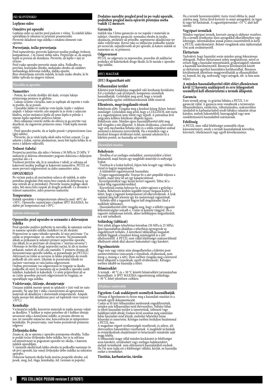 Si, hu | Petzl COLLINOX User Manual | Page 9 / 12