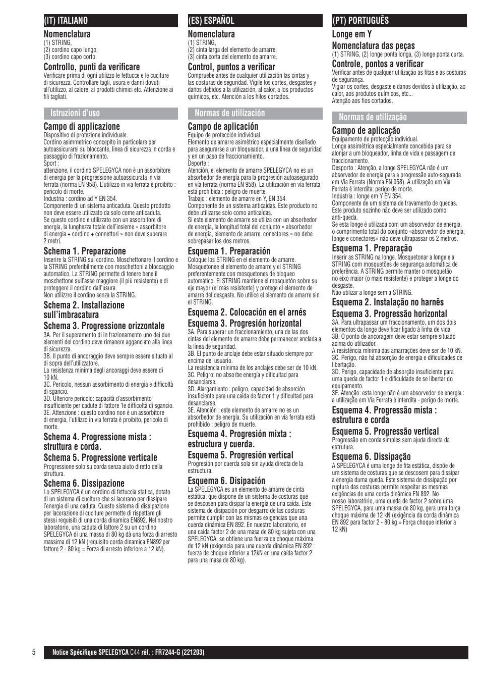 It, es, pt | Petzl SPELEGYCA User Manual | Page 5 / 10