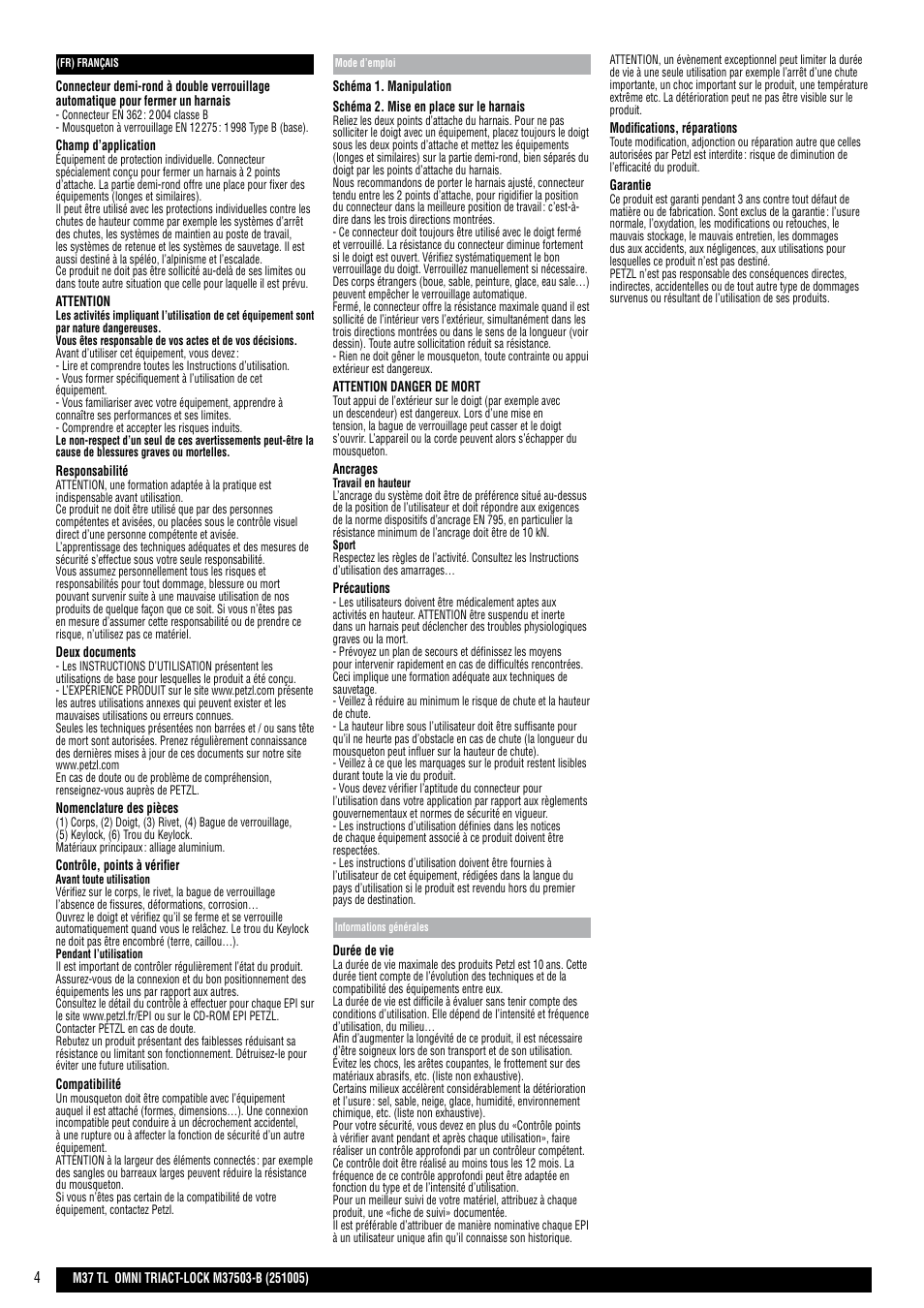 Petzl OMNI TRIACT-LOCK User Manual | Page 4 / 20