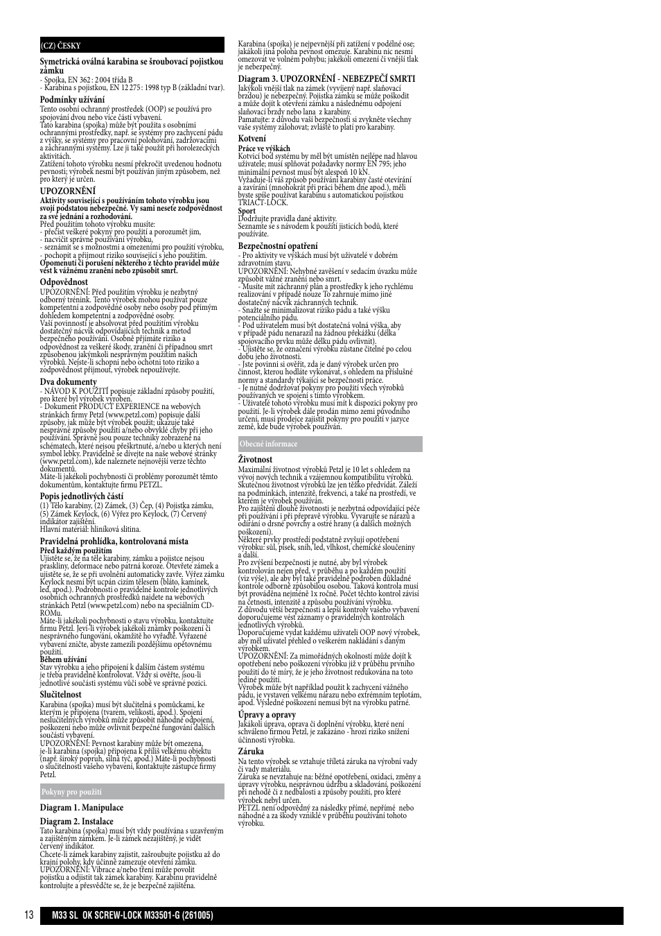 Petzl OK SCREW-LOCK User Manual | Page 13 / 20