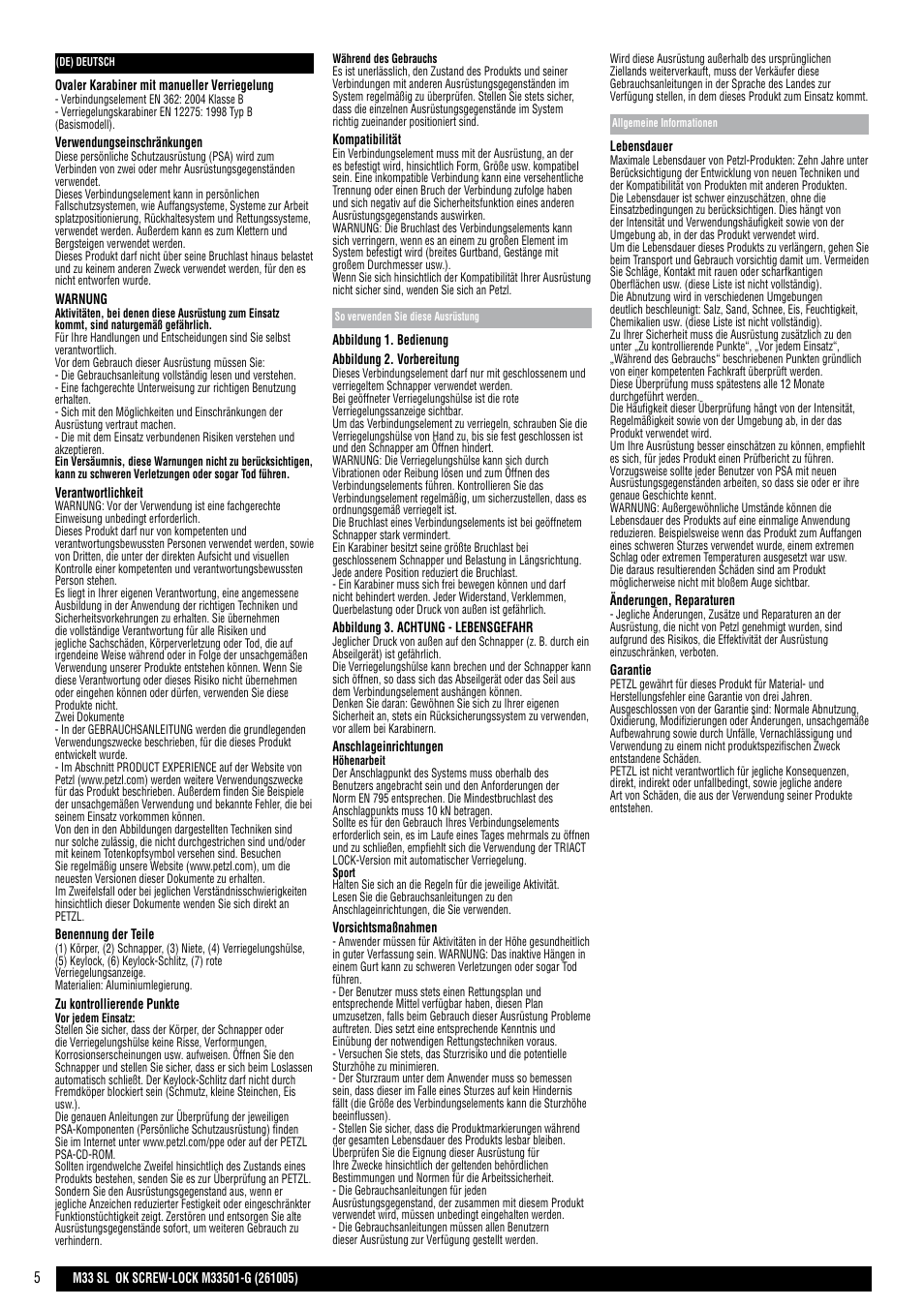 Petzl OK SCREW-LOCK User Manual | Page 5 / 20