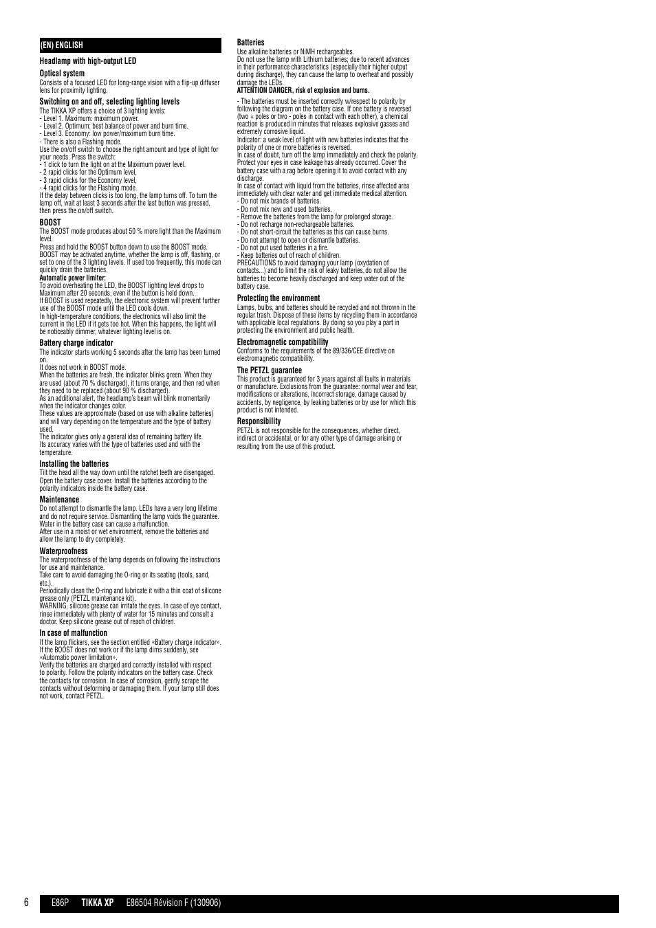 Petzl TACTIKKA XP ADAPT User Manual | Page 6 / 10