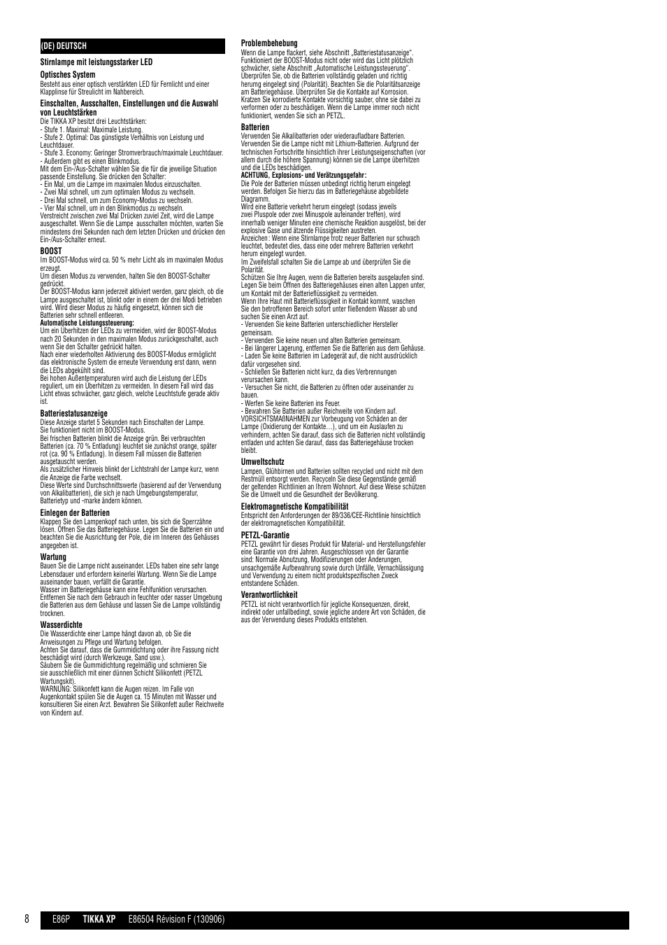 Petzl TACTIKKA XP ADAPT User Manual | Page 8 / 10