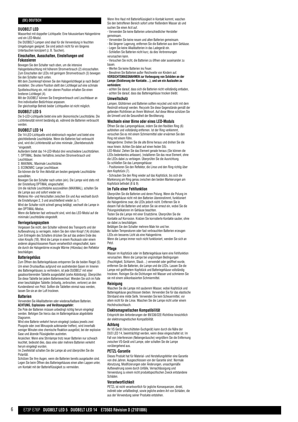 Petzl DUOBELT LED 5 User Manual | Page 6 / 8