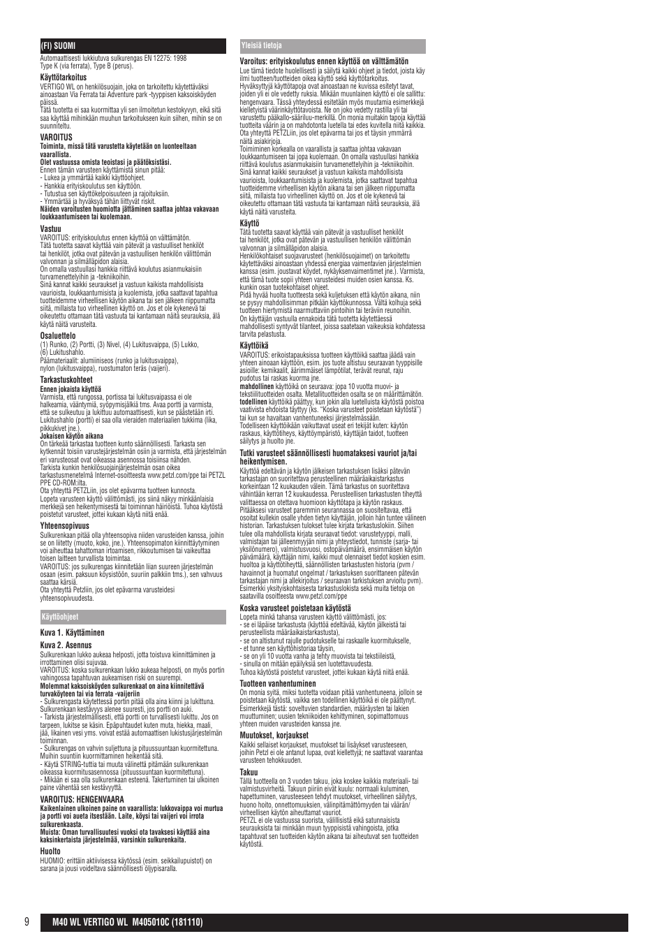 Petzl VERTIGO WIRE-LOCK User Manual | Page 9 / 20