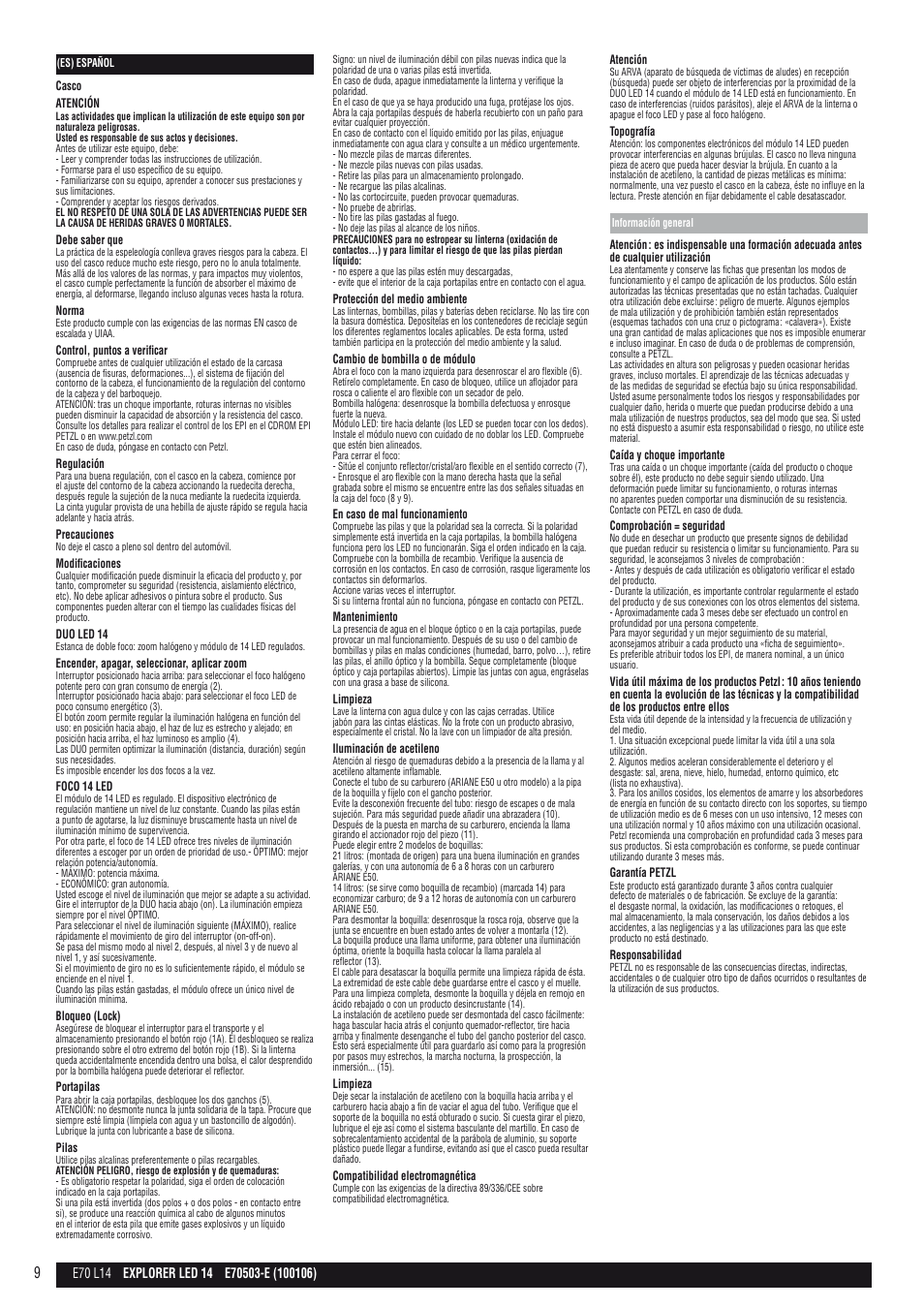 Petzl EXPLORER LED 14_каска User Manual | Page 9 / 9