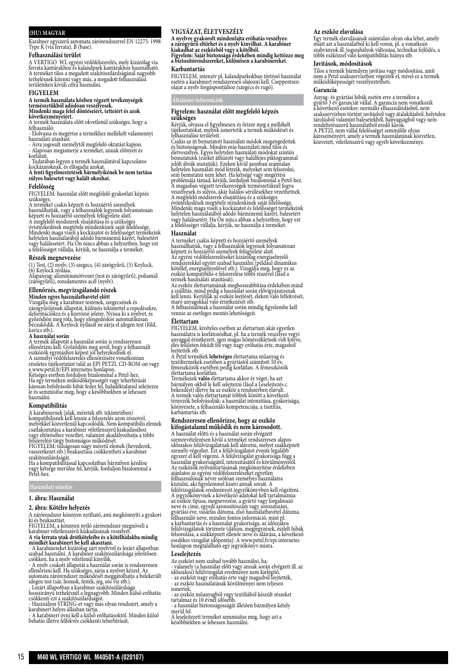 Petzl VERTIGO User Manual | Page 15 / 20