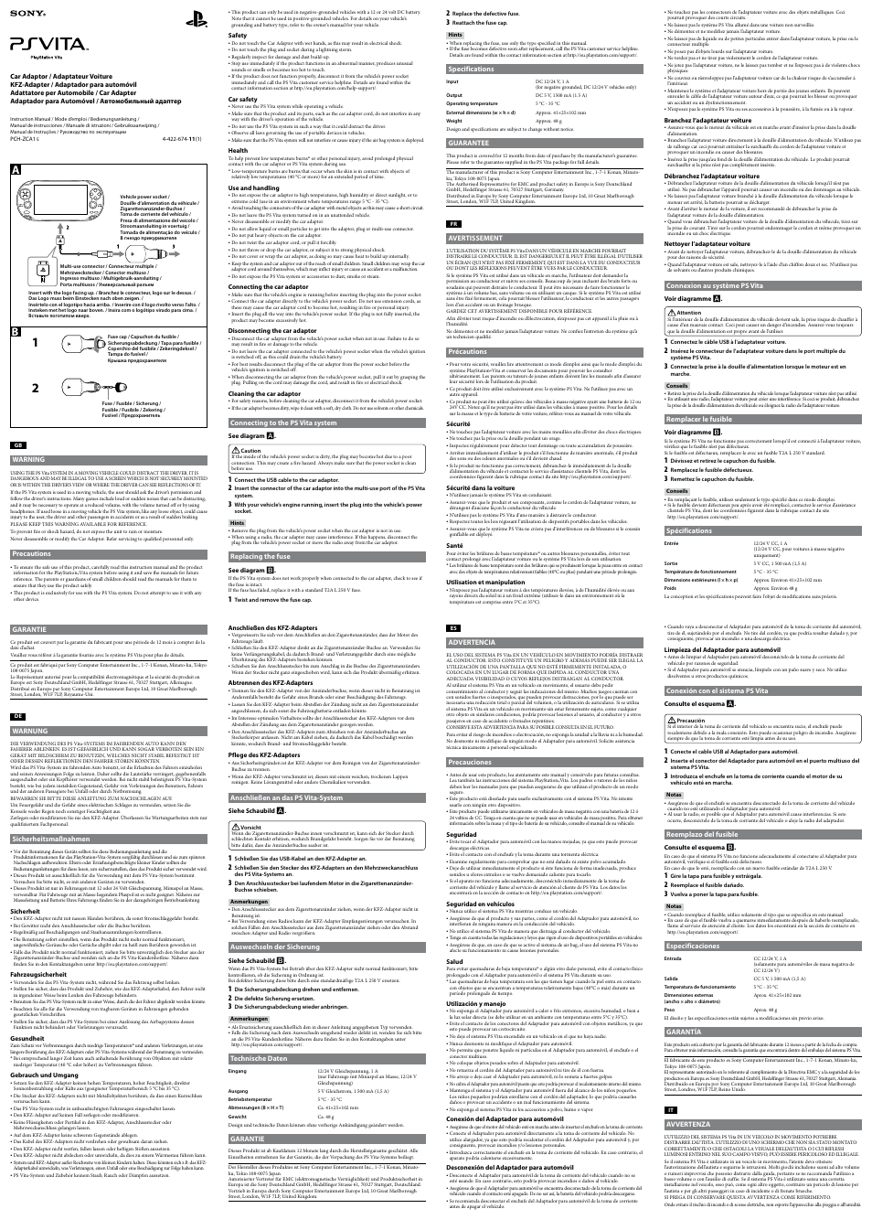 Sony PlayStation Vita PCH-ZCA1E User Manual | 2 pages