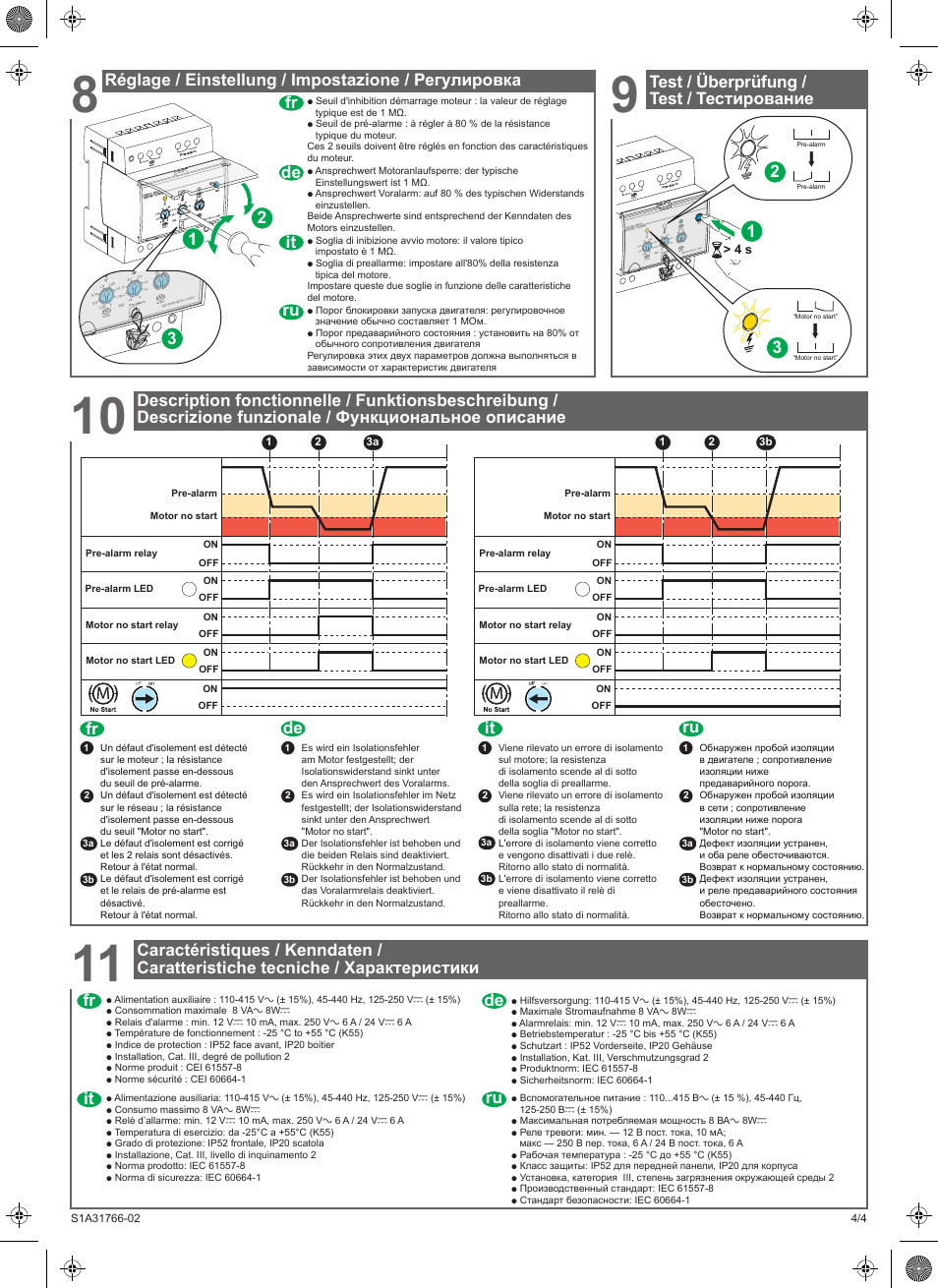 Ru it it de de fr fr, Ru it de fr | Schneider Electric Vigilohm IM9-OL User Manual | Page 8 / 10
