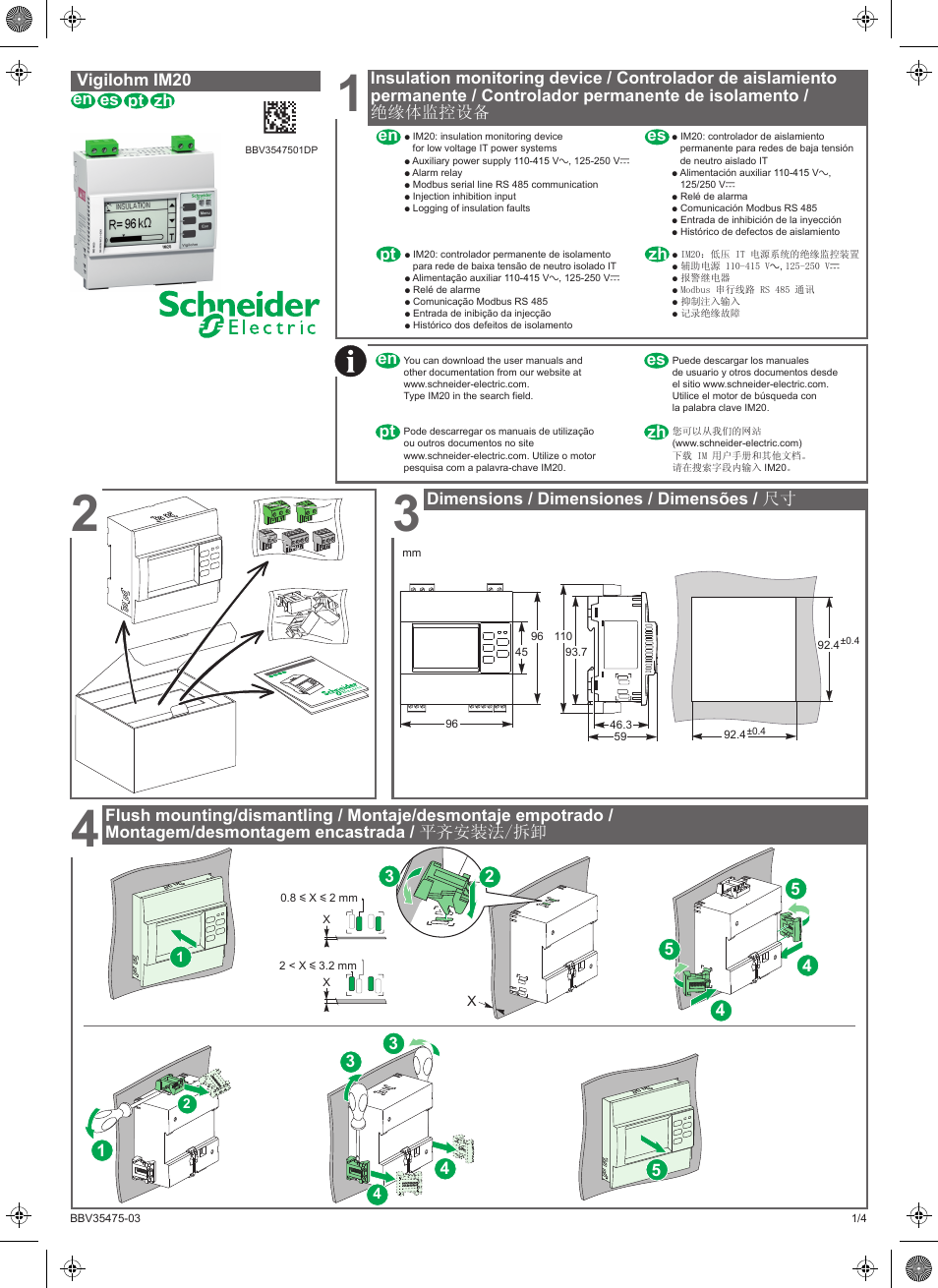 Schneider Electric Vigilohm IM20 User Manual | 10 pages