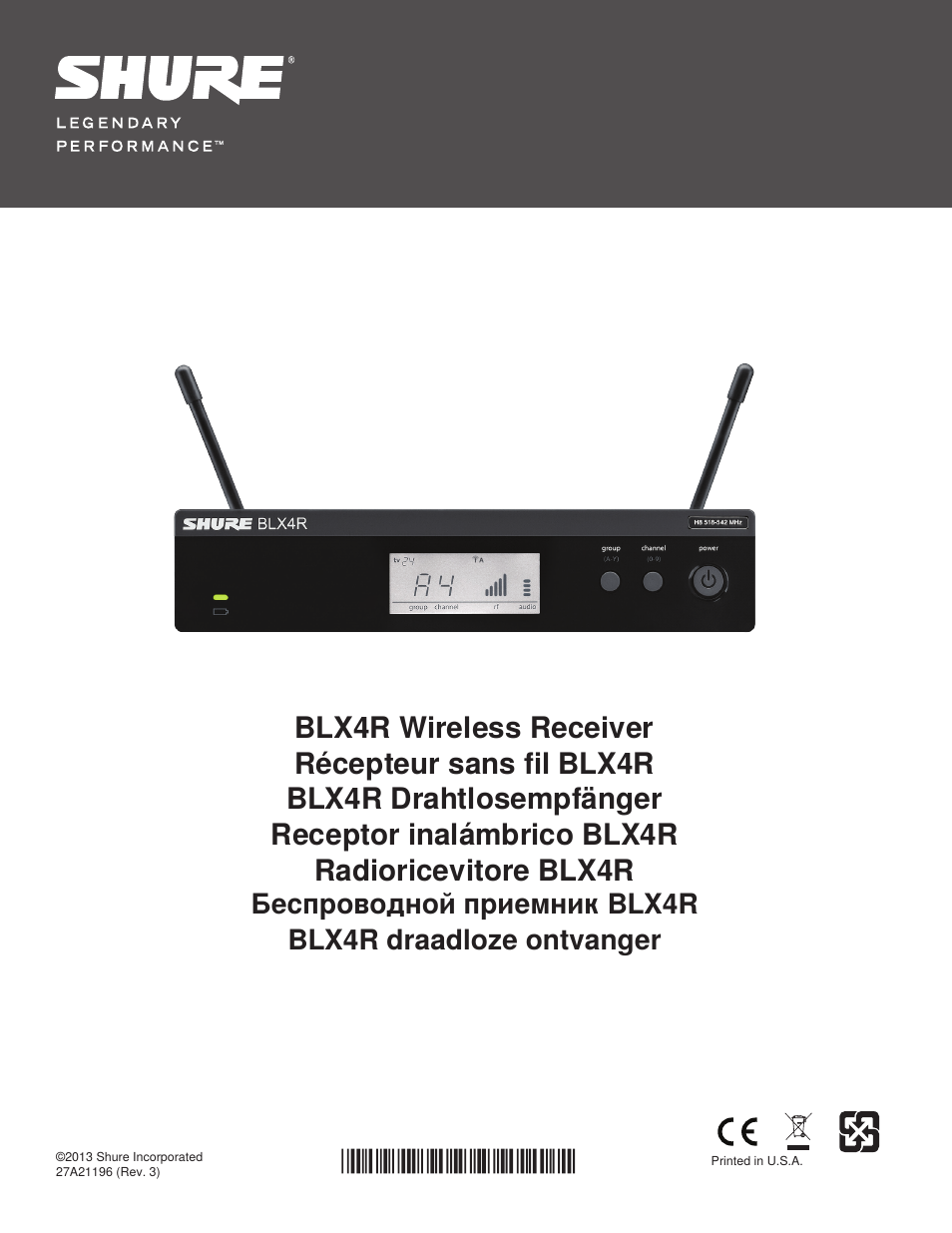 Shure BLX4R User Manual | 72 pages