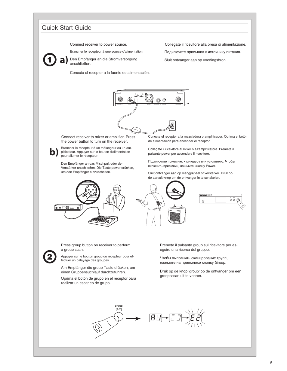 A) b), Quick start guide | Shure BLX4R User Manual | Page 5 / 72