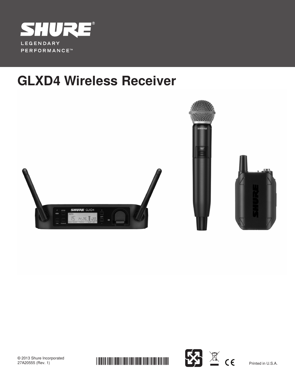 Shure GLXD4 Wireless Receiver User Manual | 96 pages