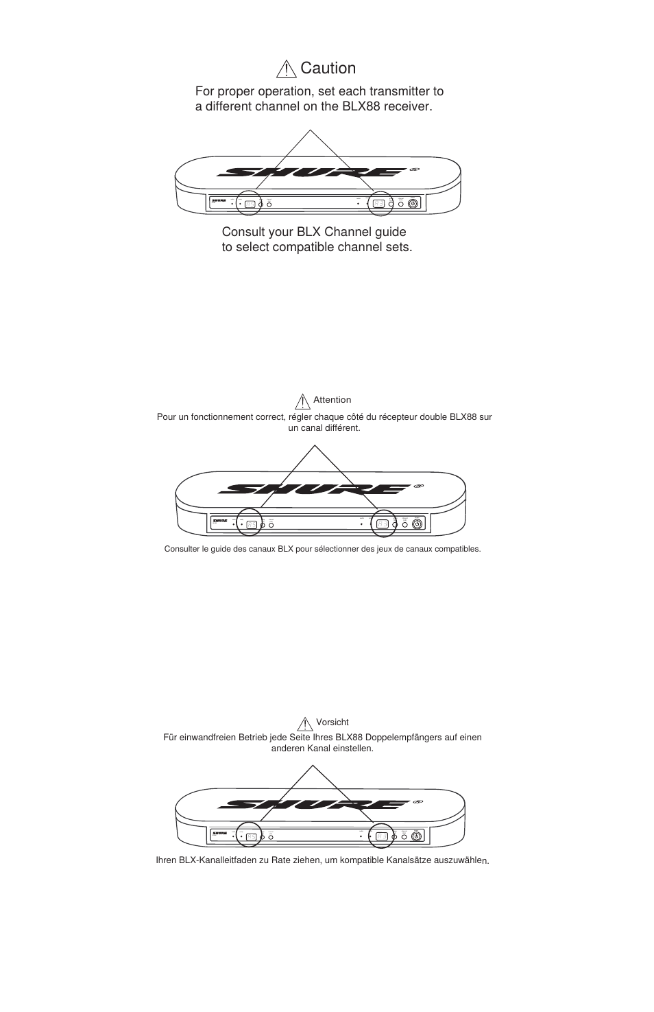 Caution | Shure BLX Wireless System User Manual | Page 4 / 64