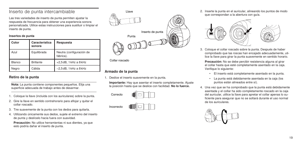 Inserto de punta intercambiable | Shure SE846 User Manual | Page 17 / 32