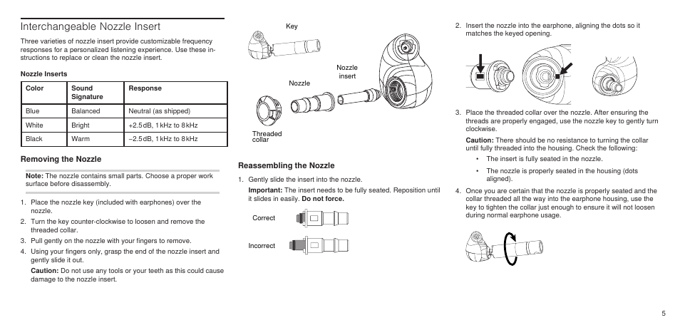 Interchangeable nozzle insert | Shure SE846 User Manual | Page 5 / 32