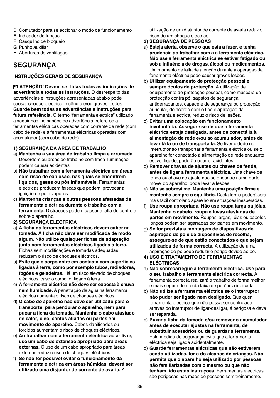 Segurança | Skil 6950 AA (Torro) User Manual | Page 35 / 108