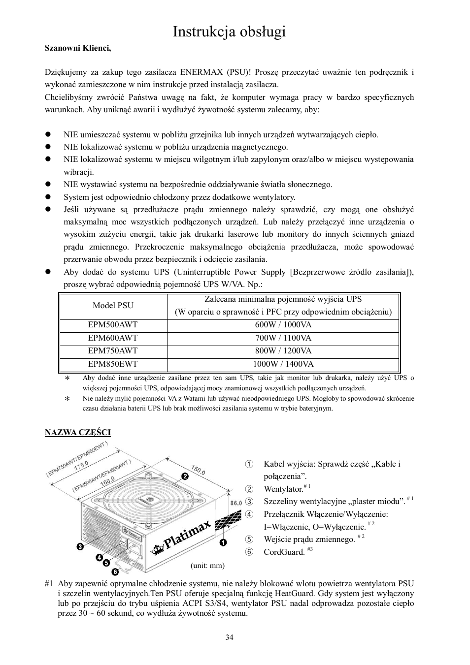Instrukcja obsługi | Enermax Platimax EPM850EWT User Manual | Page 36 / 40