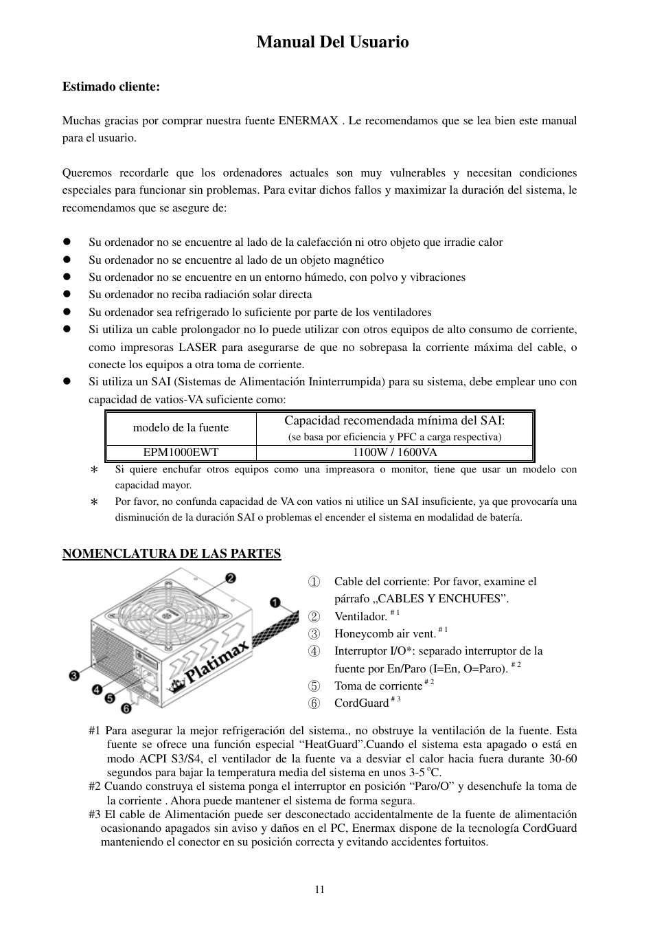 Manual del usuario | Enermax Platimax EPM1000EWT User Manual | Page 13 / 56