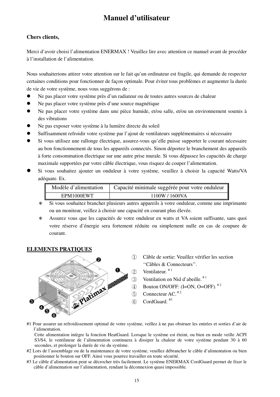 Manuel d’utilisateur | Enermax Platimax EPM1000EWT User Manual | Page 17 / 56