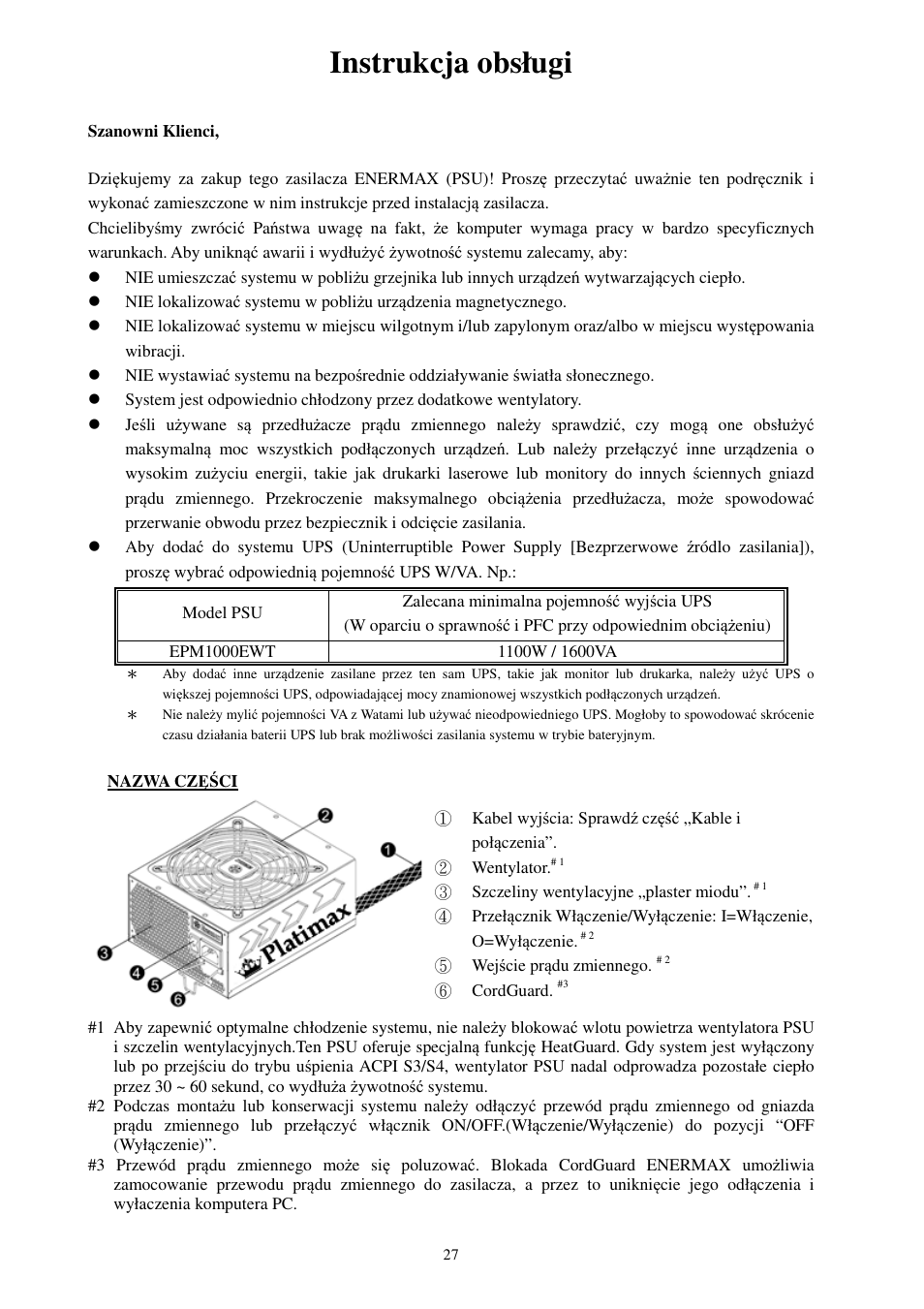 Instrukcja obsługi | Enermax Platimax EPM1000EWT User Manual | Page 29 / 56
