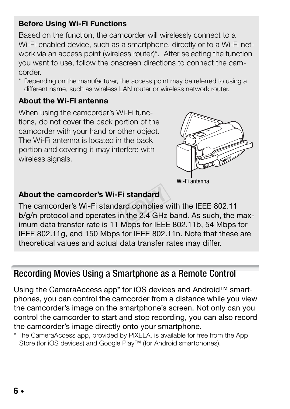 Cop y | Canon LEGRIA HF R48 User Manual | Page 24 / 116