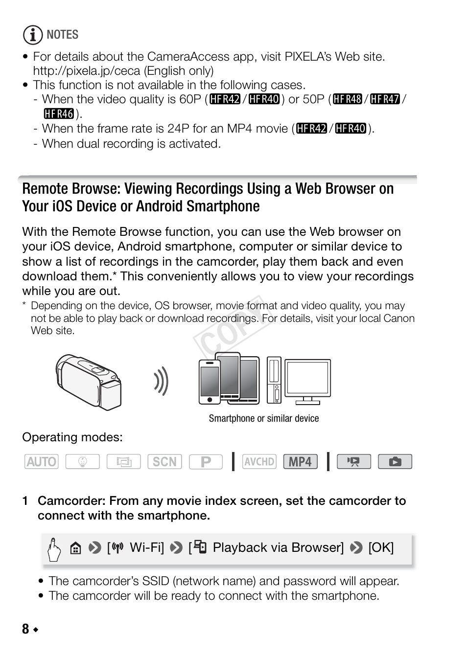 Cop y | Canon LEGRIA HF R48 User Manual | Page 26 / 116