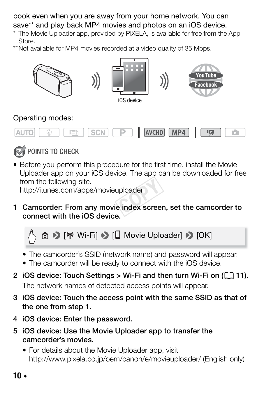 Cop y | Canon LEGRIA HF R48 User Manual | Page 28 / 116