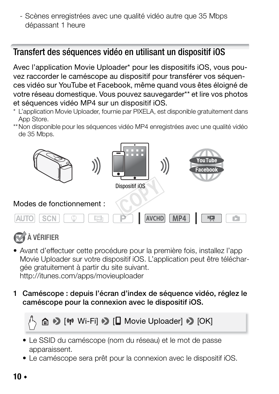 Cop y | Canon LEGRIA HF R48 User Manual | Page 42 / 116