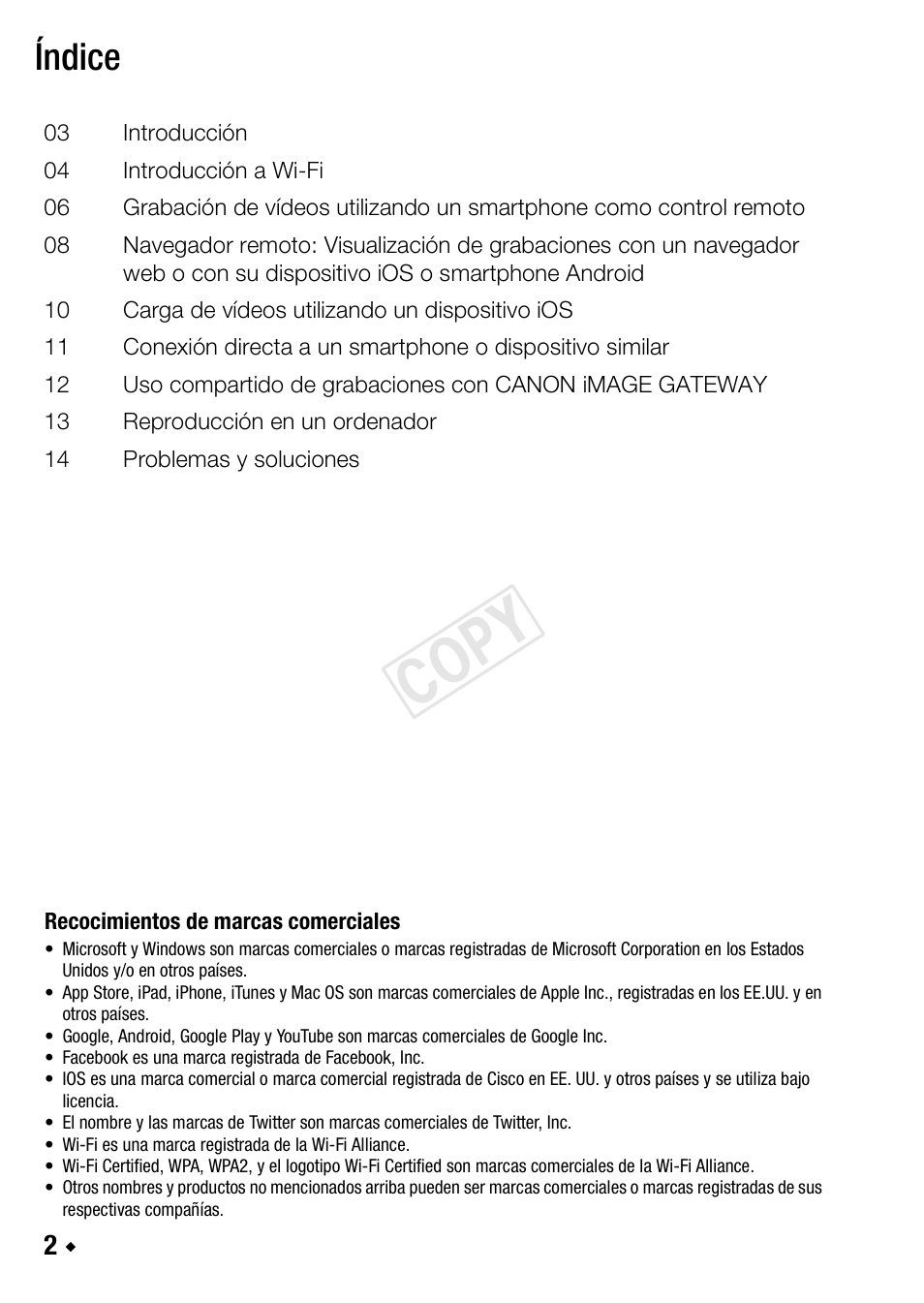 Cop y, Índice | Canon LEGRIA HF R48 User Manual | Page 76 / 116