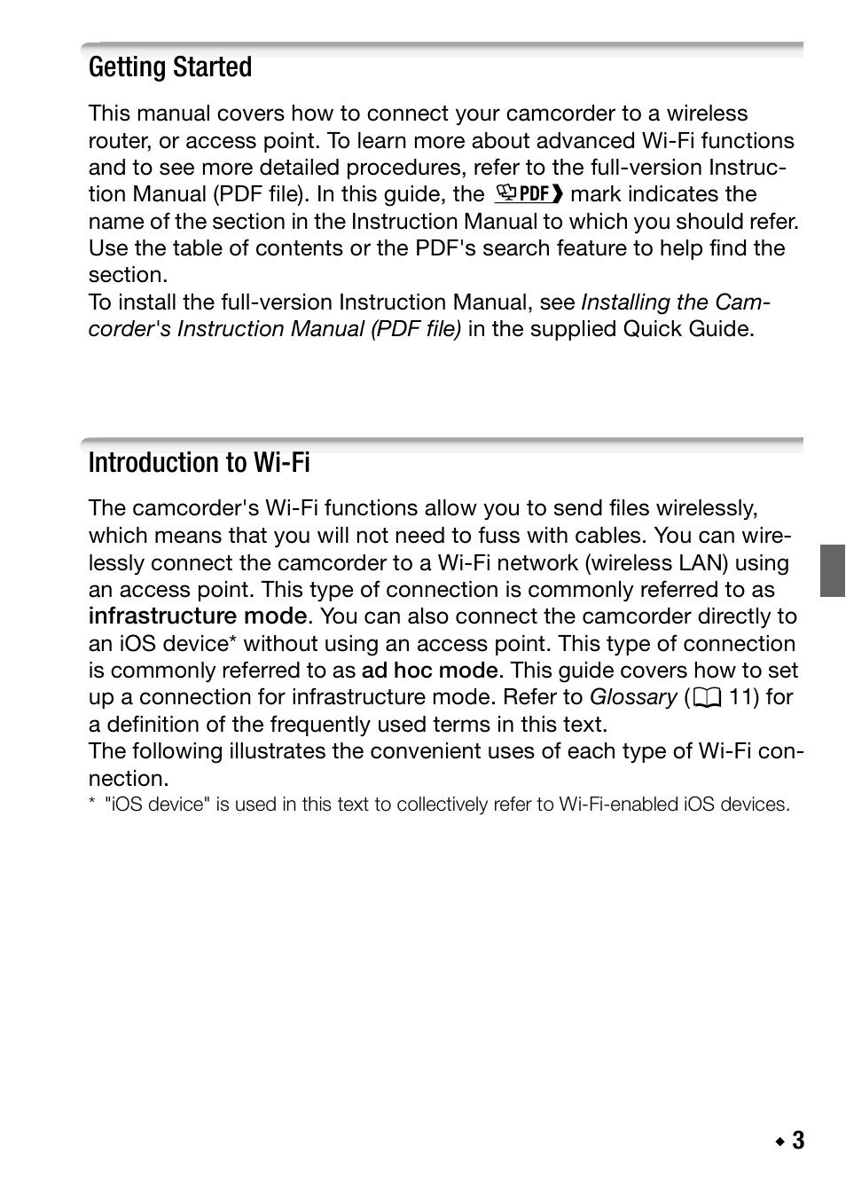 Getting started, Introduction to wi-fi | Canon LEGRIA HF R38 User Manual | Page 21 / 96