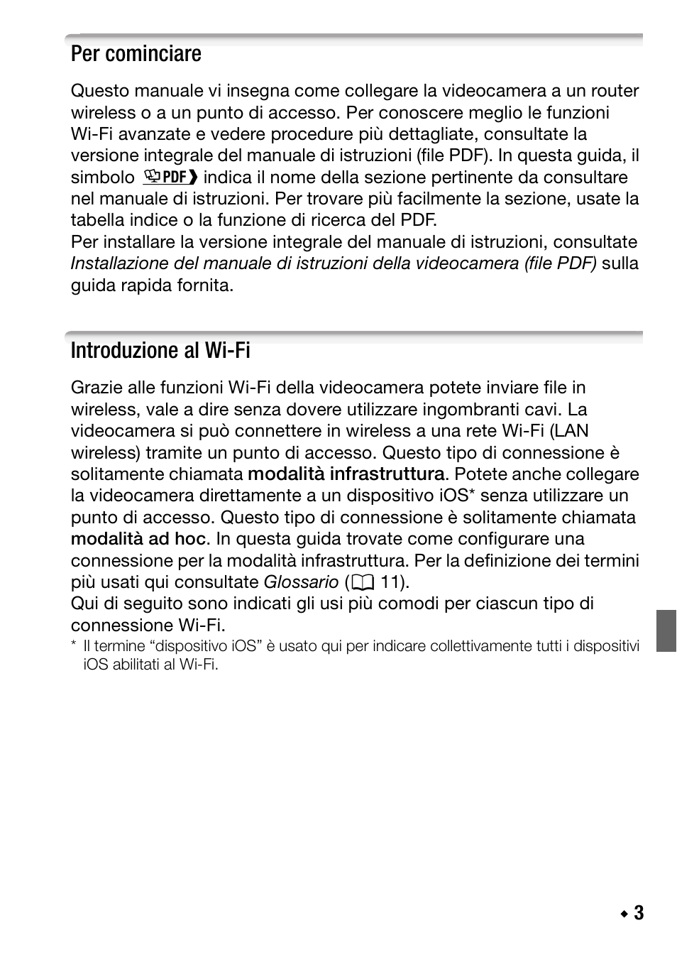 Cominciare, Introduzione al wi-fi, Per cominciare | Canon LEGRIA HF R38 User Manual | Page 47 / 96