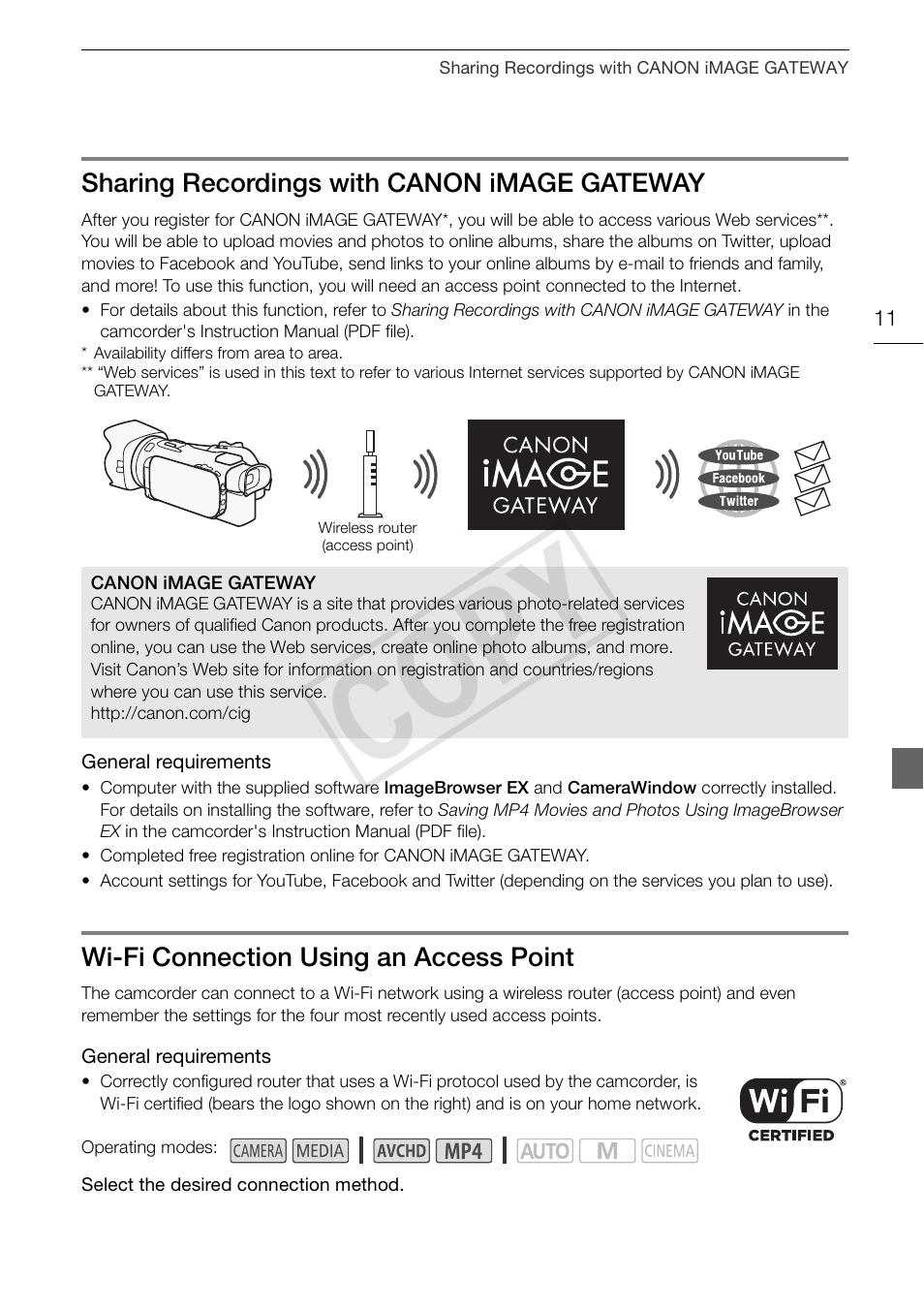 Cop y | Canon LEGRIA HF G30 User Manual | Page 11 / 89