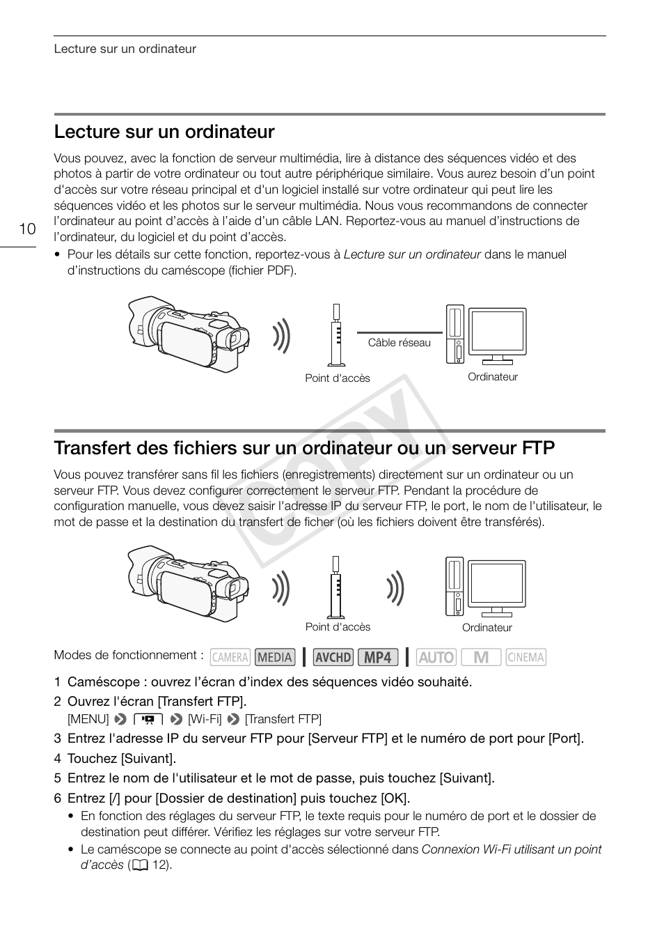 Lecture sur un ordinateur, Cop y | Canon LEGRIA HF G30 User Manual | Page 22 / 89