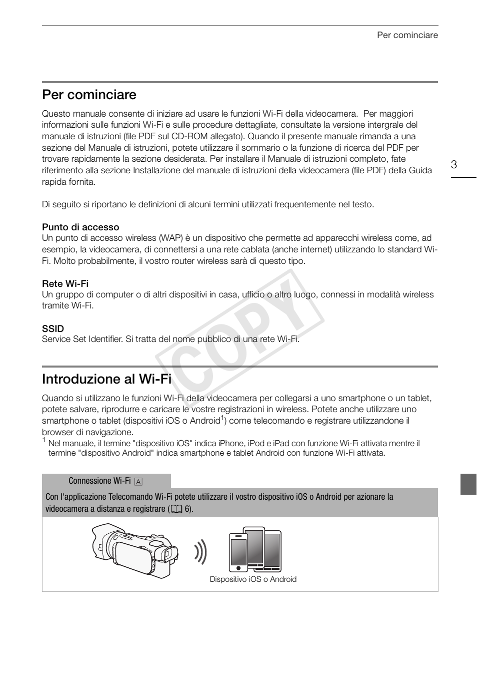 Per cominciare, Introduzione al wi-fi, Cop y | Canon LEGRIA HF G30 User Manual | Page 41 / 89