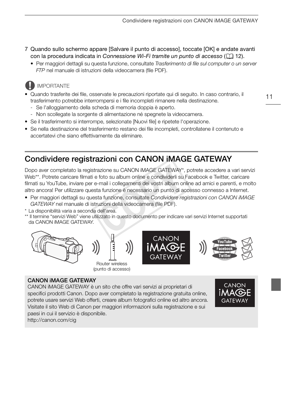 Condividere registrazioni con canon image gateway, Cop y | Canon LEGRIA HF G30 User Manual | Page 49 / 89