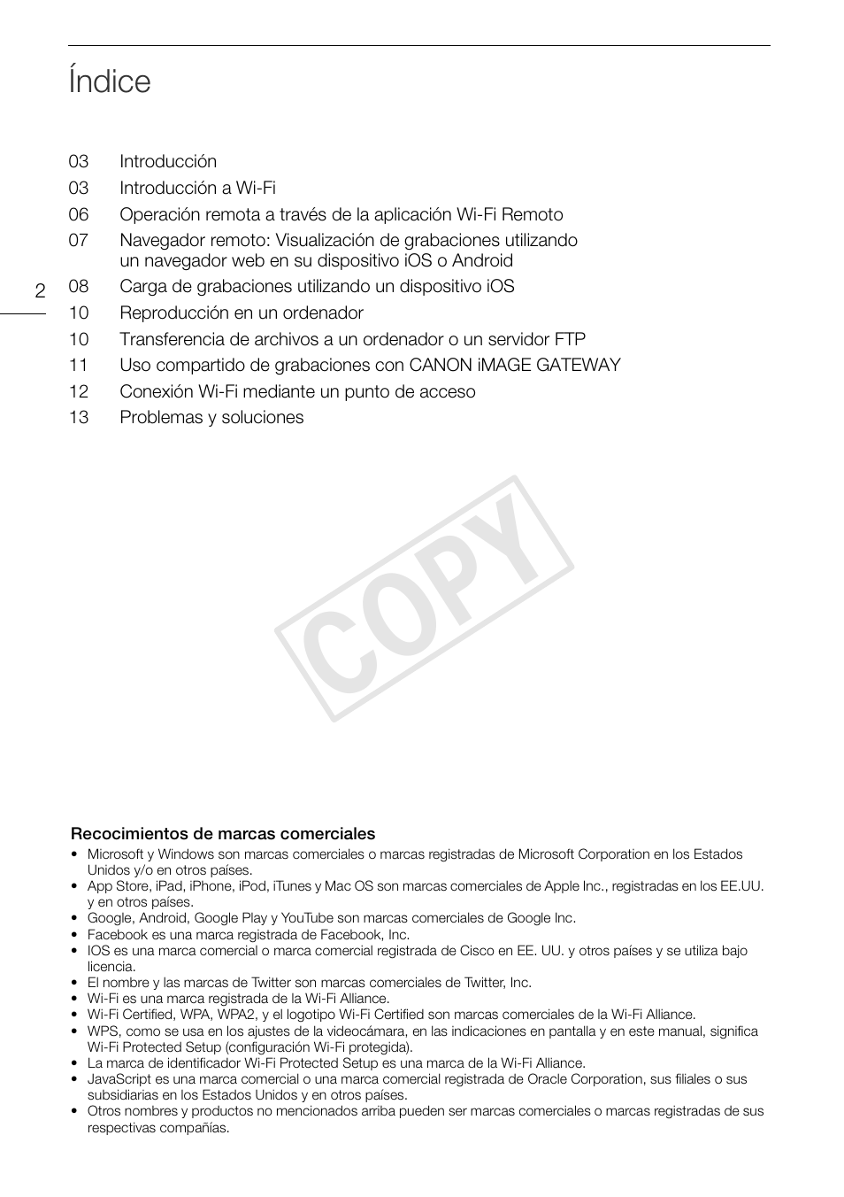 Cop y, Índice | Canon LEGRIA HF G30 User Manual | Page 52 / 89