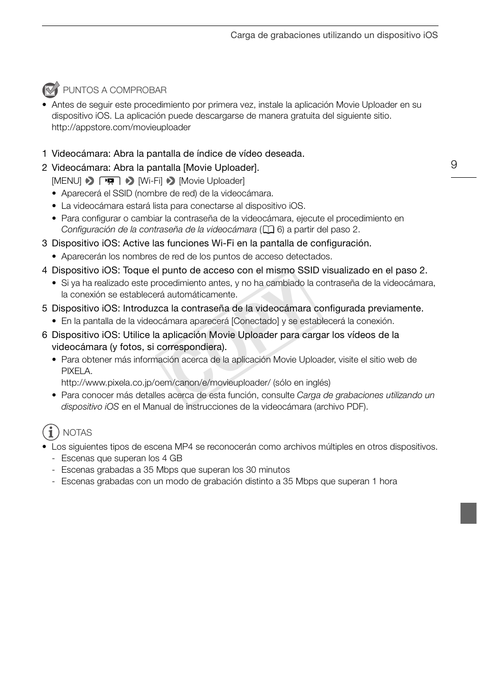 Cop y | Canon LEGRIA HF G30 User Manual | Page 59 / 89